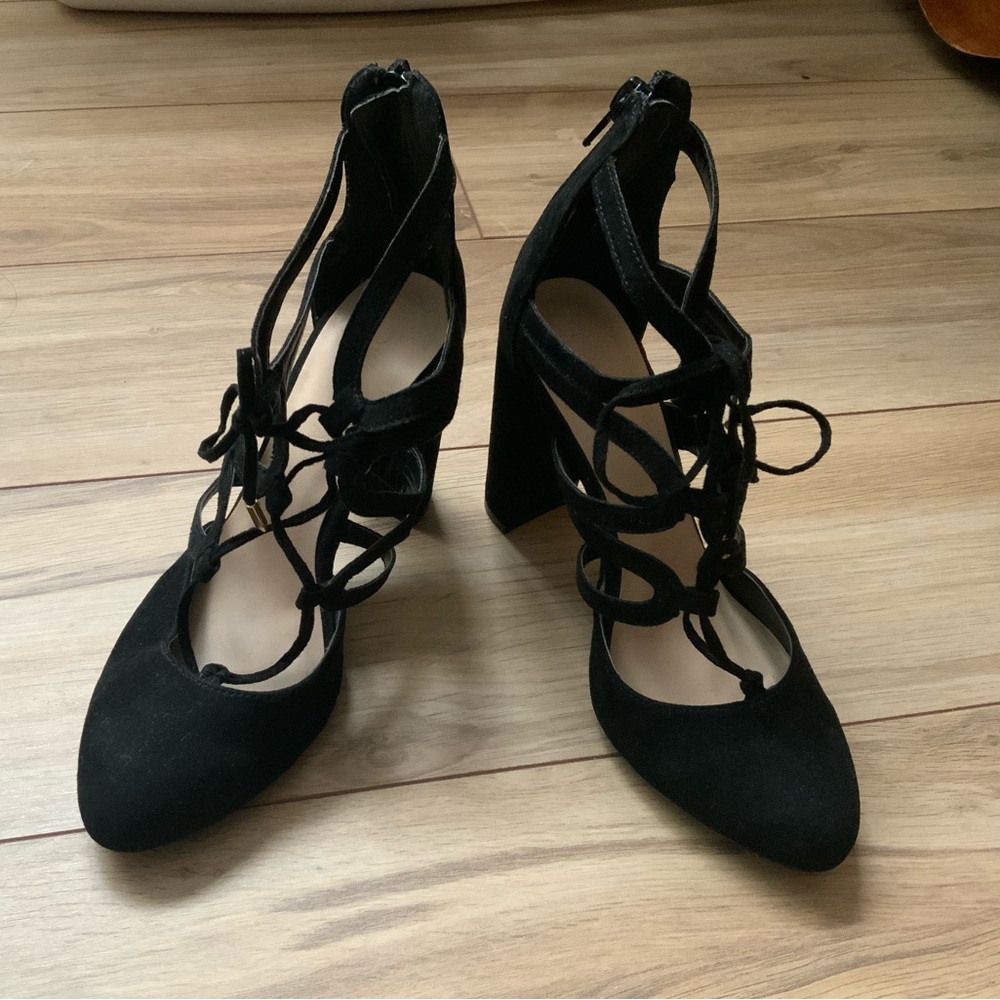 Black strapped heels